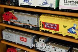 Train Display Case O Scale Black Railroad Model Locomotive Wood Toy Rack Cabinet