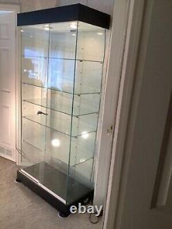 Used Glass Tower Display Showcase 15 shelf levels Store Fixture+Lights+Locking