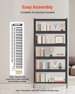 VEVOR Display Cabinet with Acrylic Doors 68 in Tall 5-Tier Wooden Curio Cabinet