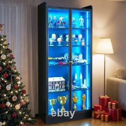VEVOR Lighted Display Cabinet with Acrylic Doors 67 in Tall 5-Tier Curio Cabinet