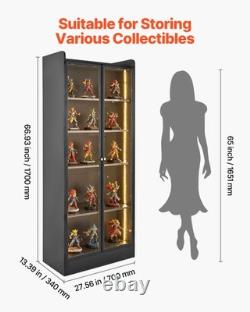 VEVOR Lighted Display Cabinet with Acrylic Doors 67 in Tall 5-Tier Curio Cabinet