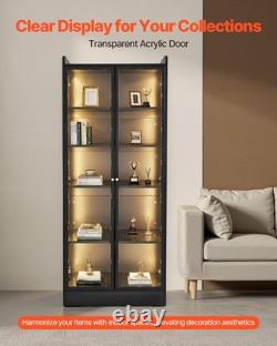 VEVOR Lighted Display Cabinet with Acrylic Doors 67 in Tall 5-Tier Curio Cabinet