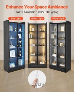 VEVOR Lighted Display Cabinet with Acrylic Doors 67 in Tall 5-Tier Curio Cabinet
