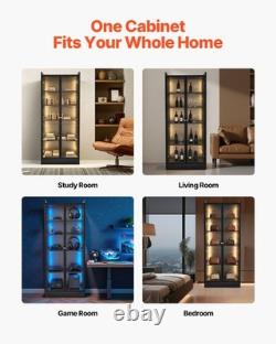 VEVOR Lighted Display Cabinet with Acrylic Doors 67 in Tall 5-Tier Curio Cabinet