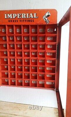VINTAGE 1950s IMPERIAL BRASS FITTINGS METAL PARTS CABINET STORE DISPLAY CASE