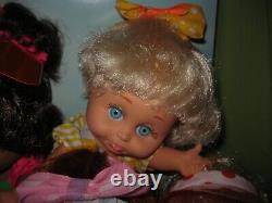 VINTAGE Galoob 1991 BABY FACE 5 Doll 2 5 6 8 9 Lot STORE DISPLAY Plexiglass Case