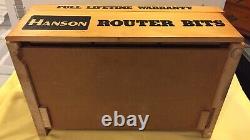 VINTAGE HANSON ROUTER BITS HARDWARE STORE COUNTER TOP DISPLAY CASE WithDRAWER& KEY