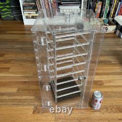 VTG Store Display Rotating Acrylic Jewelry Case new Lock & Keys 23 X 12 X 12