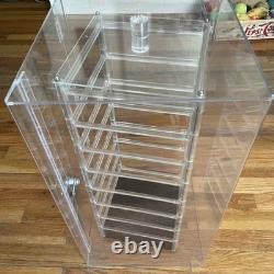VTG Store Display Rotating Acrylic Jewelry Case new Lock & Keys 23 X 12 X 12
