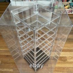 VTG Store Display Rotating Acrylic Jewelry Case new Lock & Keys 23 X 12 X 12