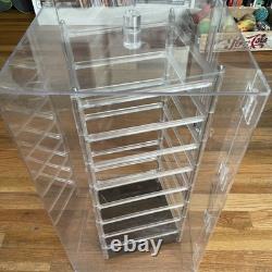 VTG Store Display Rotating Acrylic Jewelry Case new Lock & Keys 23 X 12 X 12