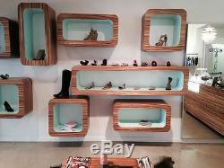 Veneer Zebra Wood Custom Display Cubes for Retail Store