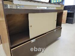 Verticle Retail Front Loading Display Case on Wheels with Storage & Lights