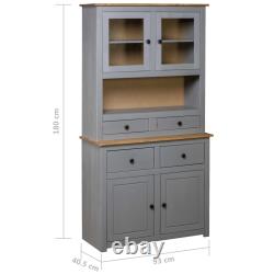 VidaXL Cabinet Wooden Display Case Storage Cabinet Solid Pine Panama Range