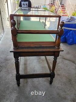 Vintage 1900 General Store Display Case on table stand 77inch long x 30inch wide