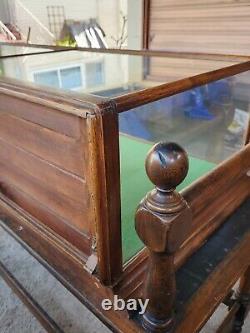 Vintage 1900 General Store Display Case on table stand 77inch long x 30inch wide