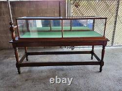 Vintage 1900 General Store Display Case on table stand 77inch long x 30inch wide