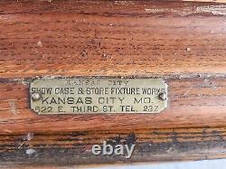 Vintage 1900 General Store Display Case on table stand 77inch long x 30inch wide
