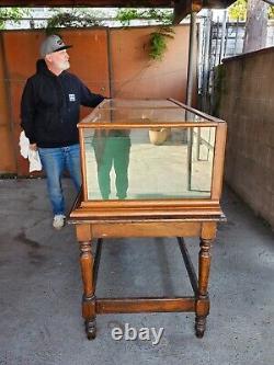 Vintage 1900 General Store Display Case on table stand 77inch long x 30inch wide