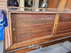 Vintage 1900 General Store Display Case on table stand 77inch long x 30inch wide