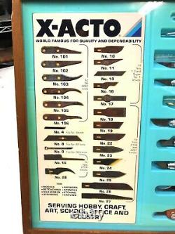 Vintage 35pc X-ACTO Knife-Tool Wooden Counter Top Display Case Hardware Store