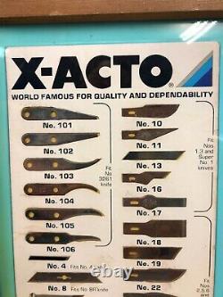 Vintage 35pc X-ACTO Knife-Tool Wooden Counter Top Display Case Hardware Store