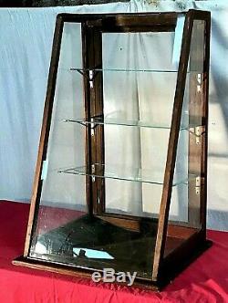Vintage 3 Ft Counter Top Oak General / Country Store Showcase / Display Case