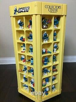 Vintage 80s SMURFS store DISPLAY CASE with 84 smurf figures PEYO