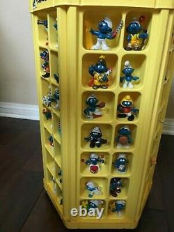 Vintage 80s SMURFS store DISPLAY CASE with 84 smurf figures PEYO