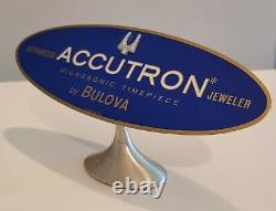 Vintage Accutron Watch by Bulova Brass Metal Jewelers Case Store Display Sign #2