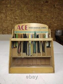 Vintage Ace Hard Rubber Combs Store Countertop Display Case