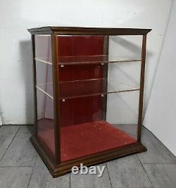 Vintage Antique Clear Acrylic General Store Showcase Wood Display Cabinet Case