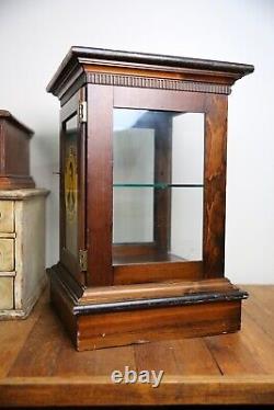 Vintage Antique Store Counter Display Case Apothecary Wood Cigars with lock key