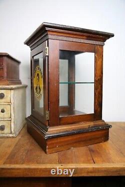 Vintage Antique Store Counter Display Case Apothecary Wood Cigars with lock key