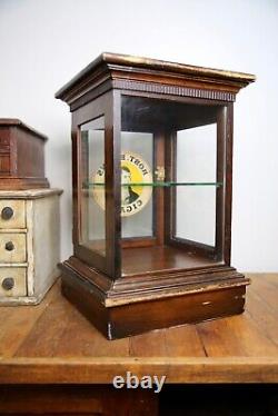 Vintage Antique Store Counter Display Case Apothecary Wood Cigars with lock key