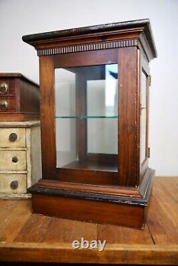 Vintage Antique Store Counter Display Case Apothecary Wood Cigars with lock key