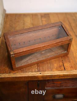 Vintage Antique Store Counter Wood Glass Display Case knife scissors jewelry box