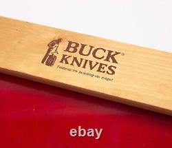 Vintage BUCK KNIVES Store Display Case wood with red velvet panel Beautiful