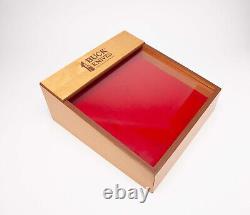 Vintage BUCK KNIVES Store Display Case wood with red velvet panel Beautiful