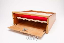 Vintage BUCK KNIVES Store Display Case wood with red velvet panel Beautiful