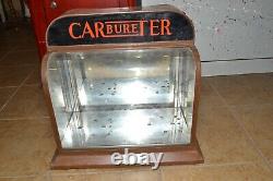 Vintage CARTER Carburetor LIGHTED GLASS STORE DISPLAY CASE Gas/Oil/Mopar ANTIQUE