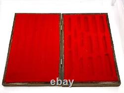 Vintage Case Knife Wooden Red Felt Multiple Storage Display Box for 17 Knives