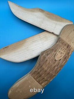 Vintage Case Wooden Pocket Knife Store Display Folding Unique Rare
