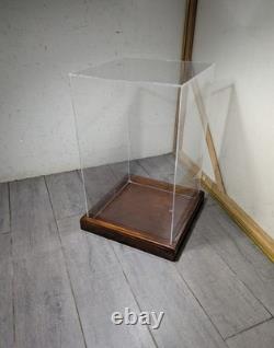 Vintage Clear Acrylic Wood Store Counter Display Case Showcase Shadow Box F38