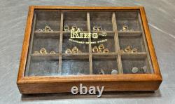 Vintage Countertop General Store Display Case For King Collar Studs With Studs