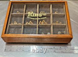Vintage Countertop General Store Display Case For King Collar Studs With Studs