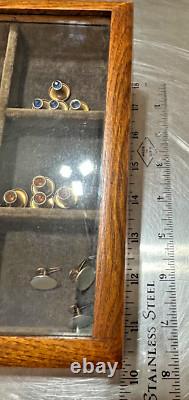 Vintage Countertop General Store Display Case For King Collar Studs With Studs