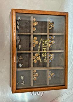 Vintage Countertop General Store Display Case For King Collar Studs With Studs