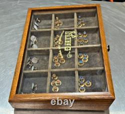 Vintage Countertop General Store Display Case For King Collar Studs With Studs