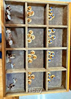 Vintage Countertop General Store Display Case For King Collar Studs With Studs